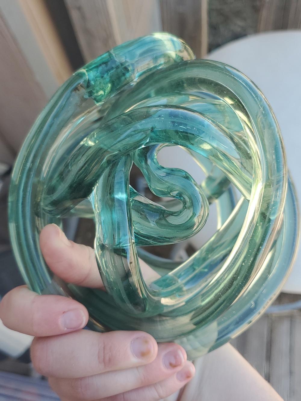 This is  special listing for shushu  Modern Aqua Glass Knot Sculpture - Picture 4 of 5